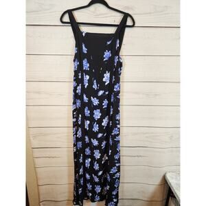 Made For Impulse Women's Black Sleeveless Floral Rayon Maxi Dress‎ Size L NWT